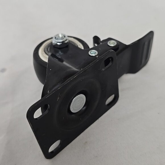 Set of 2 Heavy Duty Swivel Plate Casters with Lock Brakes 1.5" PVC Wheels - Picture 3 of 5